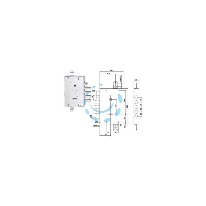 SERRATURA TRIPL.APPLICARE CATENACCIO+SCR. D.MAPPA BLINDATE 608-F1 - mm.63 (608032800F4)