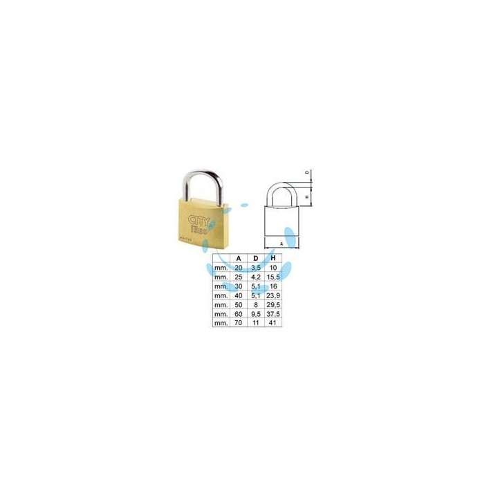 LUCCHETTO OTTONE ARCO NORMALE "ADITUS CITY" P700 - mm.50 KA (P70050277.K)