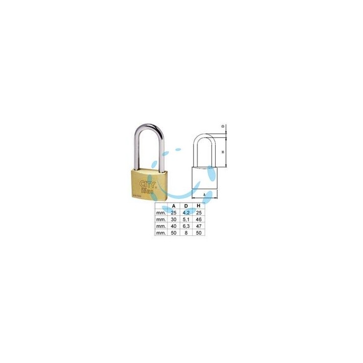 LUCCHETTO OTTONE ARCO LUNGO "ADITUS CITY" P700 - mm.40 (P70040477)