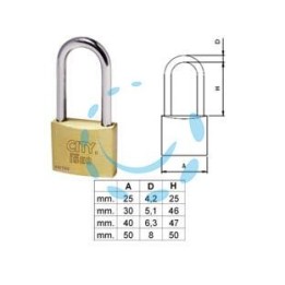 LUCCHETTO OTTONE ARCO LUNGO "ADITUS CITY" P700 - mm.50 (P70050507)