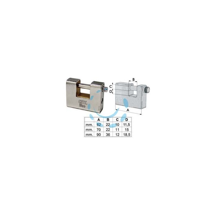 LUCCHETTO CORAZZATO A UNA BOCCA "ADITUS CITY" P749 - mm.70 KA (P74970227.K1)