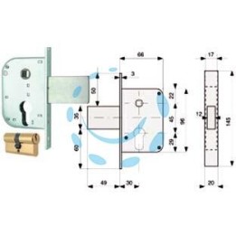 SERRATURA INFIL. CANC. SOLO SCR. C/DISP. BLOCC.+ QUADRO CIL. SAG. 132 - mm.30 (132.30.0)