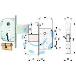 SERRATURA INFIL. CANC. SOLO SCR. C/DISP. BLOCC.+ QUADRO CIL. SAG. 132 - mm.30 (132.30.0)