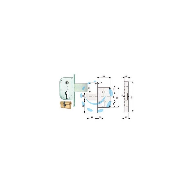SERRATURA INFIL. CANC. SOLO SCR. C/DISP. BLOCC.+ QUADRO CIL. SAG. 132 - mm.30 (132.30.0)