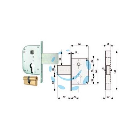 SERRATURA INFIL. CANC. SOLO SCR. C/DISP. BLOCC.+ QUADRO CIL. SAG. 132 - mm.30 (132.30.0)
