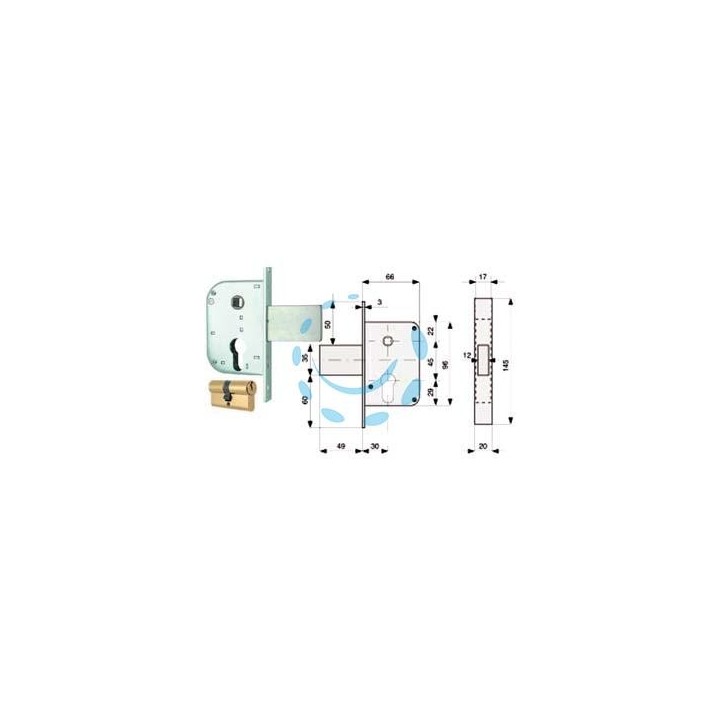 SERRATURA INFIL. CANC. SOLO SCR. C/DISP. BLOCC.+ QUADRO CIL. SAG. 132 - mm.30 (132.30.0)