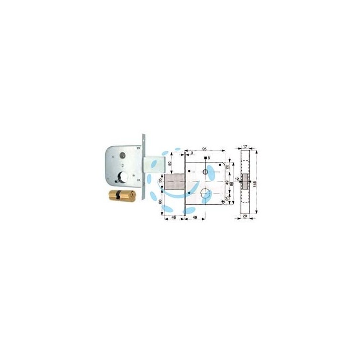 SERRATURA INFILARE CANCELLI CATENACCIO E SCR. + QUADRO CIL. TONDO 134 - mm.50 (134 50 0)