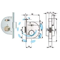 SERRATURA INFIL. CANC. CATENACCIO E SCR. C/NOTTOLINO CIL. FISSI 255 - mm.35 con catenaccio prolungato (255 35 1)