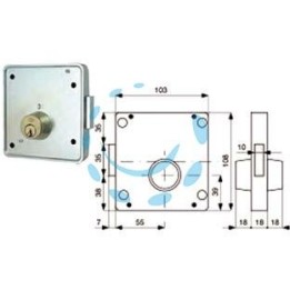 SERRATURE APPLIC. PER CANCELLI 2 MAND. SOLO CATENACCIO CIL. FISSI 423 - mm.55 DX (423.55.1)