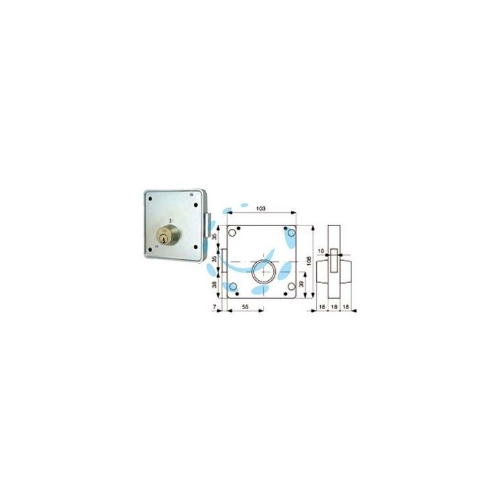 SERRATURE APPLIC. PER CANCELLI 2 MAND. SOLO CATENACCIO CIL. FISSI 423 - mm.55 DX (423.55.1)