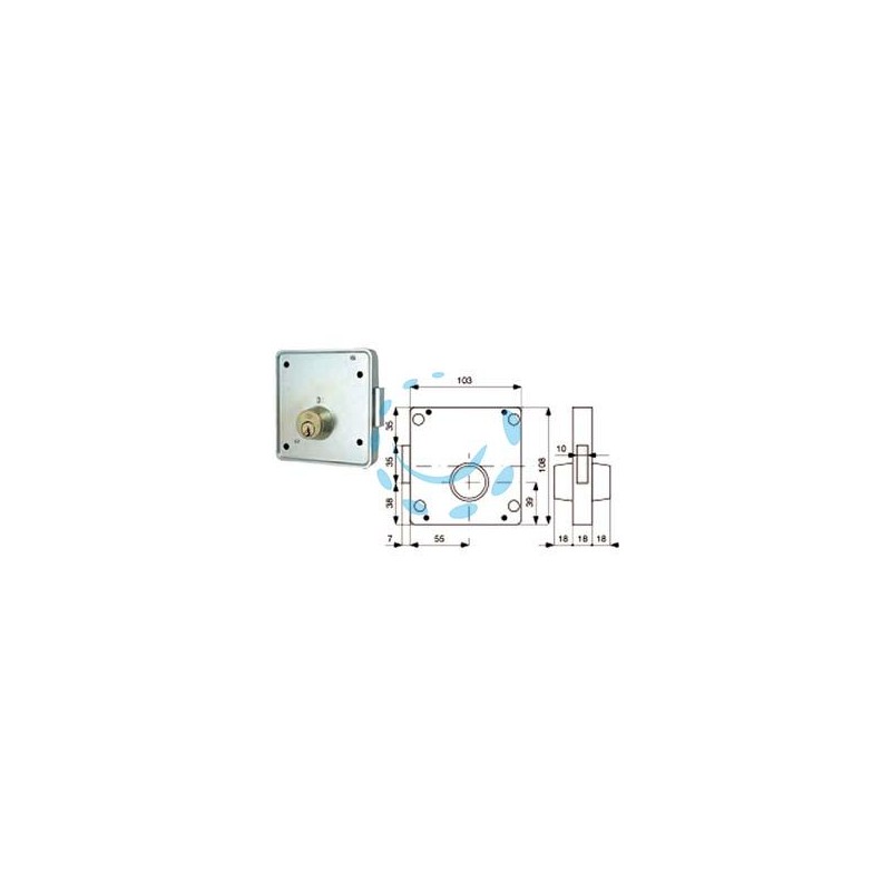 SERRATURE APPLIC. PER CANCELLI 2 MAND. SOLO CATENACCIO CIL. FISSI 423 - mm.55 SX (423.55.2)