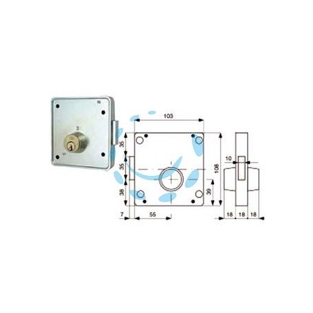 SERRATURE APPLIC. PER CANCELLI 2 MAND. SOLO CATENACCIO CIL. FISSI 423 - mm.55 SX (423.55.2)