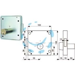 SERRATURE APPLIC. PER CANCELLI 2 MAND. SOLO CATENACCIO CIL. FISSO 426 - mm.55 SX (426.55.2)