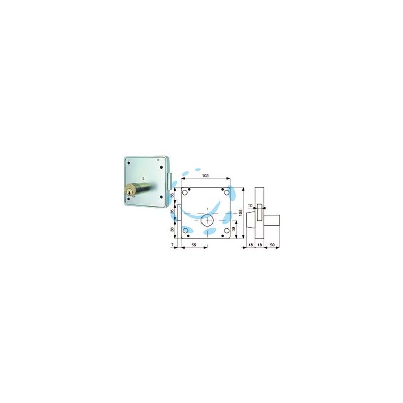 SERRATURE APPLIC. PER CANCELLI 2 MAND. SOLO CATENACCIO CIL. FISSO 426 - mm.55 SX (426.55.2)