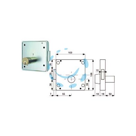 SERRATURE APPLIC. PER CANCELLI 2 MAND. SOLO CATENACCIO CIL. FISSO 426 - mm.55 SX (426.55.2)