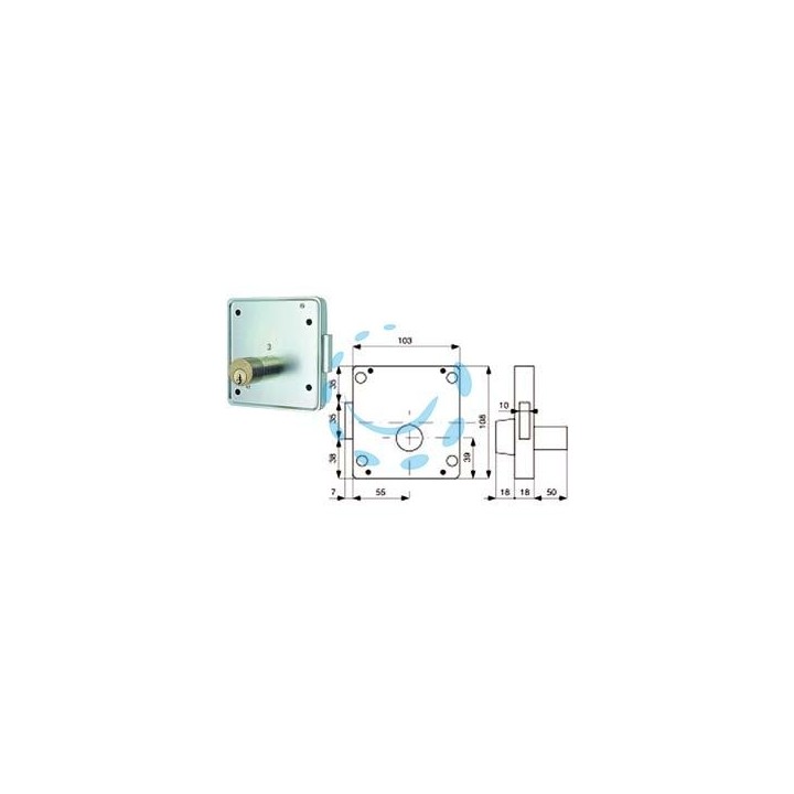 SERRATURE APPLIC. PER CANCELLI 2 MAND. SOLO CATENACCIO CIL. FISSO 426 - mm.55 SX (426.55.2)