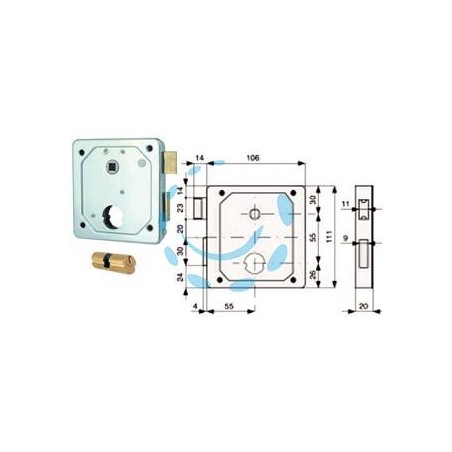 SERRAT. APPLIC. CANCELLI 2 MAND. E SCR. SEP. + QUADRO CIL. TONDO 437 - mm.55 -cil. tondo ø mm.26x78 (27x51) (437.55.8)