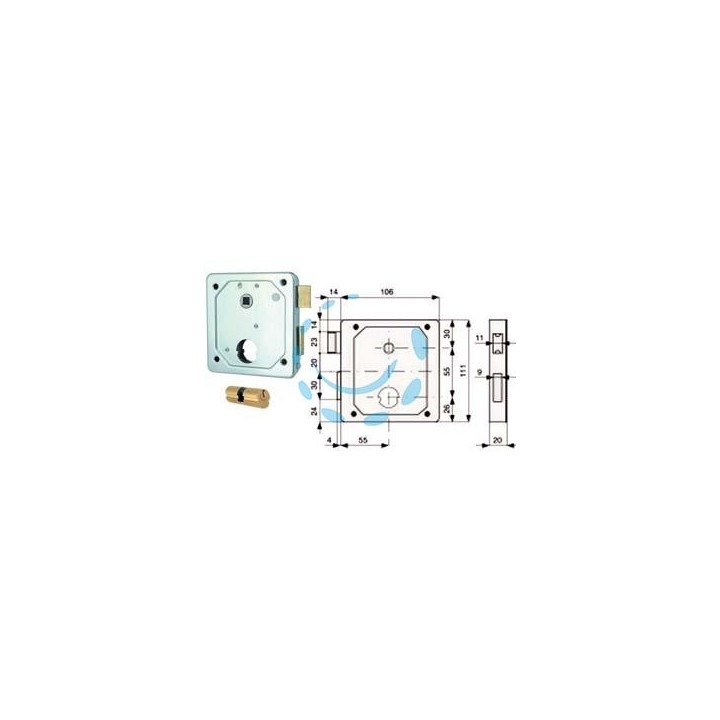 SERRAT. APPLIC. CANCELLI 2 MAND. E SCR. SEP. + QUADRO CIL. TONDO 437 - mm.55 -cil. tondo ø mm.26x78 (27x51) (437.55.8)