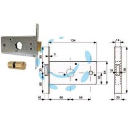 SERRATURA INFILARE PER FASCE CATEN. 1 MANDATA E SCR. MM.64 H 288602 - mm.60 (288.60.2)