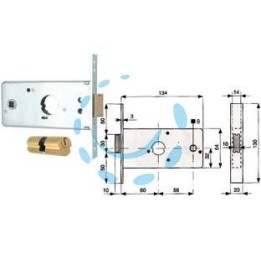 SERRATURA INFILARE PER FASCE CATEN. 1 MANDATA E SCR. MM.64 H 288600 - mm.60 (288.60.0)
