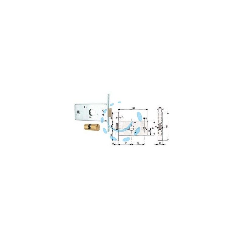 SERRATURA INFILARE PER FASCE CATEN. 1 MANDATA E SCR. MM.64 H 288600 - mm.60 (288.60.0)
