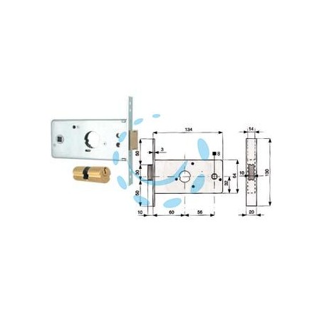 SERRATURA INFILARE PER FASCE CATEN. 1 MANDATA E SCR. MM.64 H 288600 - mm.60 (288.60.0)