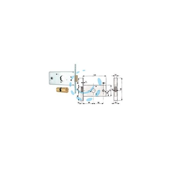 SERRATURA INFILARE PER FASCE CATEN. 1 MANDATA E SCR. MM.64 H 288600 - mm.60 (288.60.0)