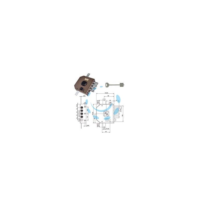 SERRATURA TRIPLICE DA APPLICARE CON SCROCCO DOPPIA MAPPA G414 - mm.63 DX