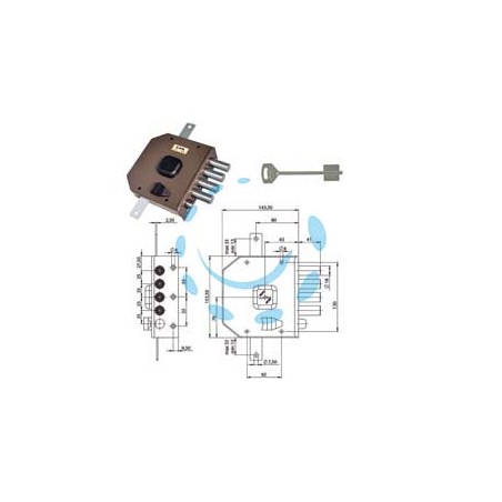 SERRATURA TRIPLICE DA APPLICARE CON SCROCCO DOPPIA MAPPA G414 - mm.63 SX 