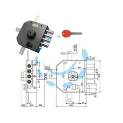 SERRATURA QUINTUPLICE DA APPLICARE CON SCROCCO A POMPA JM436 - mm.63 DX 