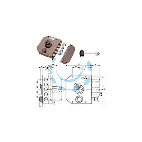 SERRATURA LATERALE DA APPLICARE CON SCROCCO DOPPIA MAPPA 20510 - mm.60 DX (20510VDDM)