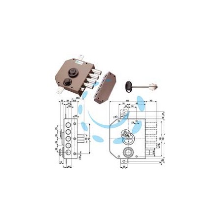 SERRATURA TRIPLICE DA APPLICARE CON SCROCCO DOPPIA MAPPA 20530 - mm.60 DX (20530VDDMX)