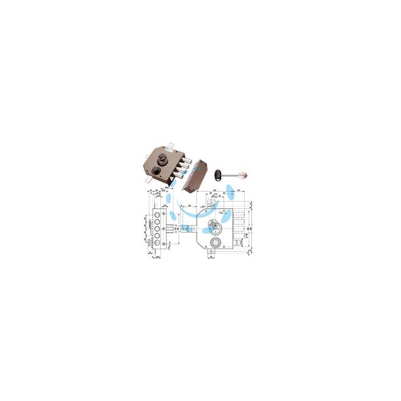 SERRATURA QUINTUPLICE DA APPLICARE CON SCROCCO DOPPIA MAPPA 20550 - mm.60 DX (20550VDDMJ)