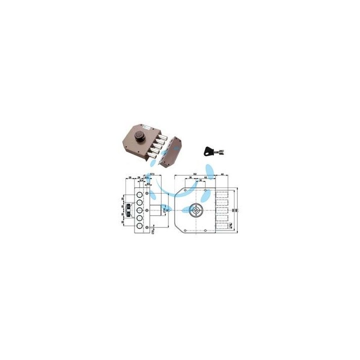 SERRATURA LATERALE DA APPLICARE SENZA SCROCCO A POMPA 30601 - mm.60 DX cilindro ø mm.34 (30601VD60) 