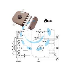 SERRATURA TRIPLICE DA APPLICARE SENZA SCROCCO A POMPA 30620 - mm.60 DX cilindro ø mm.30 (30620VD60XE)