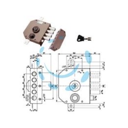 SERRATURA TRIPLICE DA APPLICARE CON SCROCCO A POMPA 30630 - mm.60 DX cilindro ø mm.30 (30630VD60XE)