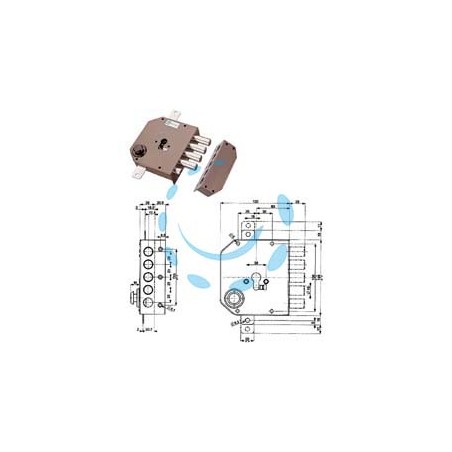 SERRATURA TRIPLICE DA APPLICARE CON SCROCCO CILINDRO EUROPEO 38630 - mm.60 SX (38630VS00)