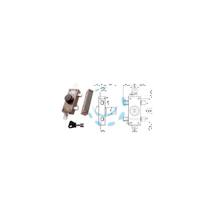 SERRATURA TRIPLICE APPLICARE CON POMOLO A POMPA 34329 - mm.30 cilindro ø mm.34 (34329V600X)