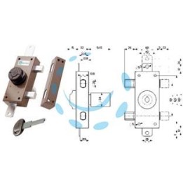 SERRATURA TRIPLICE APPLICARE CHIAVE PIATTA CON POMOLO A POMPA 34329 - mm.30 cilindro ø mm.34 (34329V60AXA)