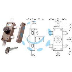 SERRATURA TRIPLICE APPLICARE CHIAVE PIATTA CON POMOLO A POMPA 34329 - mm.30 cilindro ø mm.34 (34329V60AXA)