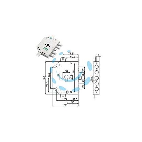 SERRATURA TRIPLICE APPLICARE CON SCROCCO CILINDRO EU BLINDATE 89C855 - mm.60 DX (89C855D000M)