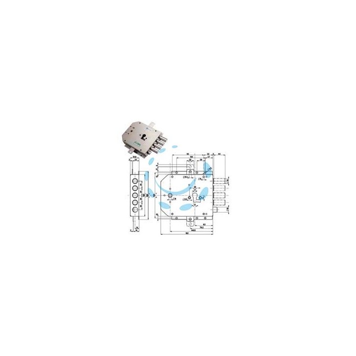 SERRATURA TRIPLICE APPLICARE CON SCROCCO CILINDRO EU BLINDATE 85555 - mm.63 DX (85555D)