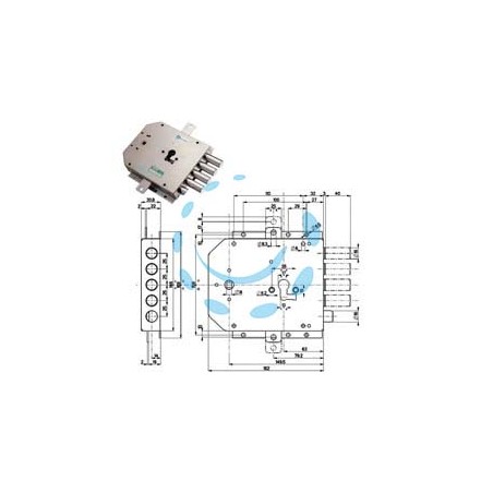 SERRATURA TRIPLICE APPLICARE CON SCROCCO CILINDRO EU BLINDATE 85555 - mm.63 SX (85555S)
