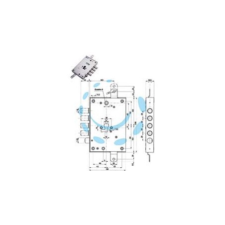 SERRATURA TRIPLICE APPLICARE CON SCROCCO CILINDRO EU BLINDATE 85571/28 - mm.63 DX (85571D28N)