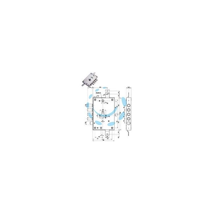 SERRATURA TRIPLICE APPLICARE CON SCROCCO CILINDRO EU BLINDATE 85571/28 - mm.63 DX (85571D28N)