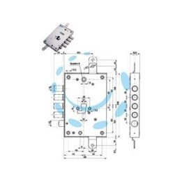 SERRATURA TRIPLICE APPLICARE CON SCROCCO CILINDRO EU BLINDATE 85571/28 - mm.63 SX (85571S28N)