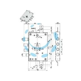 SERRATURA TRIPLICE APPLICARE CON SCROCCO CILINDRO EU BLINDATE 85571/37 - mm.63 DX (85571D37N)