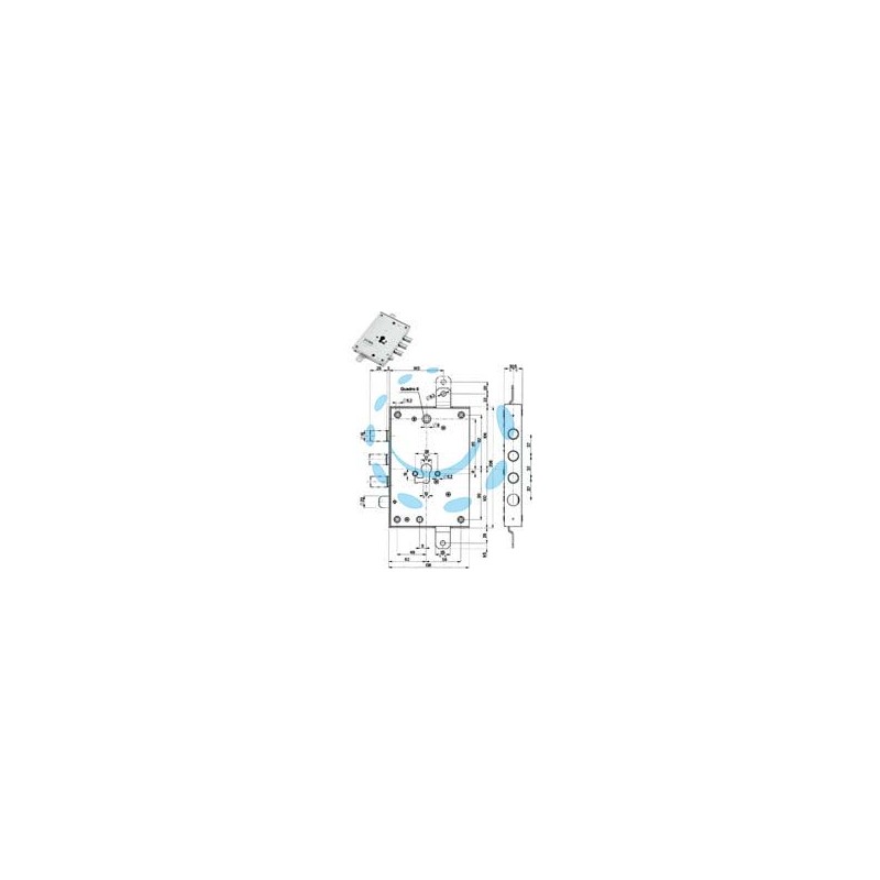 SERRATURA TRIPLICE APPLICARE CON SCROCCO CILINDRO EU BLINDATE 85571/37 - mm.63 SX (85571S37N)