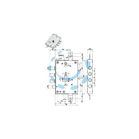 SERRATURA TRIPLICE APPLICARE CON SCROCCO CILINDRO EU BLINDATE 85571/37 - mm.63 SX (85571S37N)