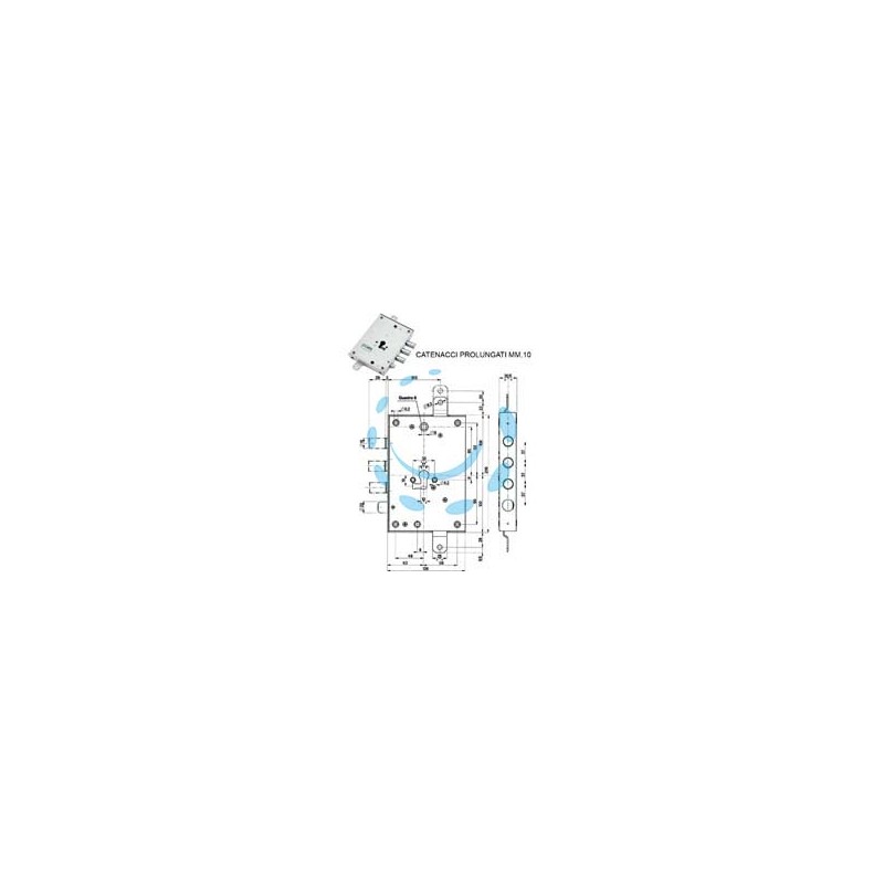 SERRATURA TRIPL.APPLICARE SCROCCO CAT.PROL.+ 10 CILINDRO EU 85571/37 - mm.63 DX (85571D37AN)